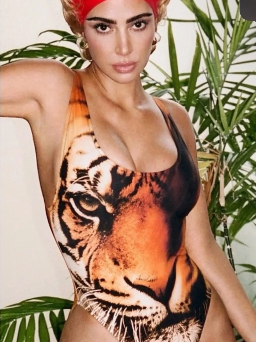 NWT SKIMS x Roberto Cavalli Scoop Neck One Piece Tiger Face Print 4x